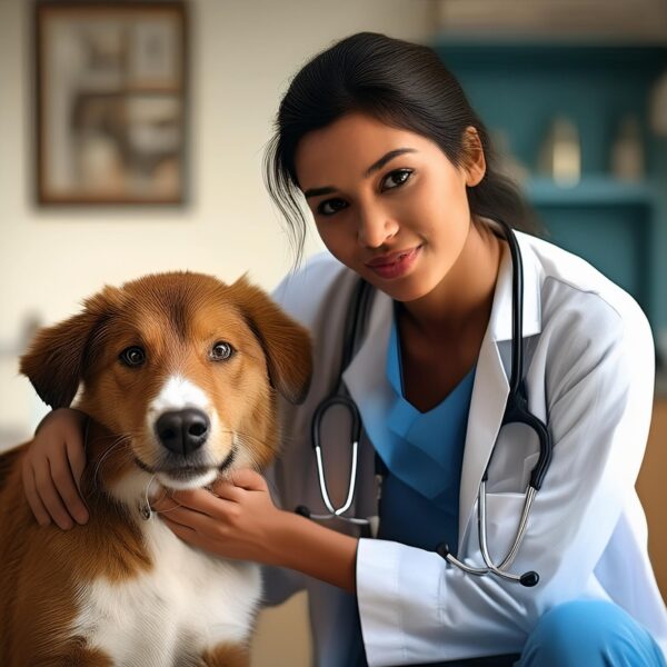 A Vet with Brown Dog